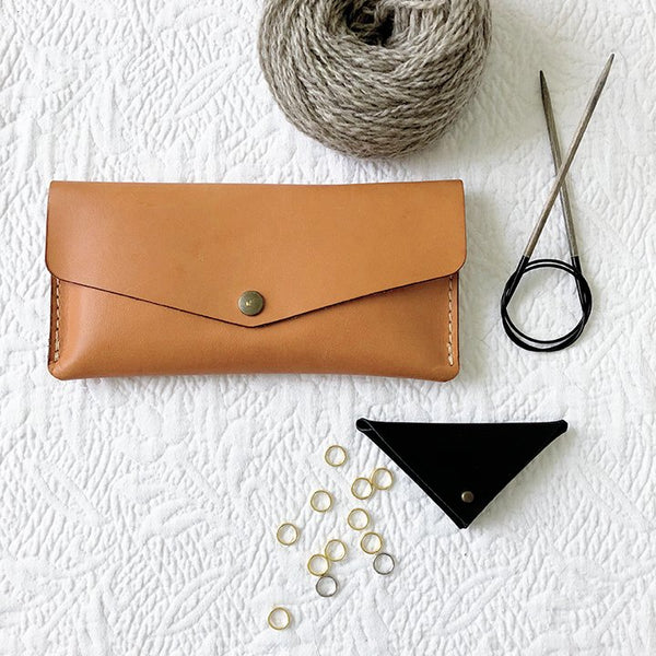 Leather stitch marker pouch